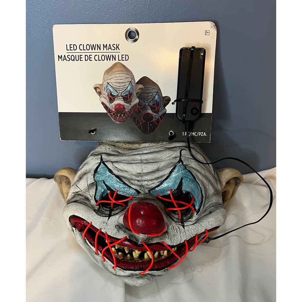Ghoulish Productions LED Clown Mask Light Up Scary Halloween Prop New